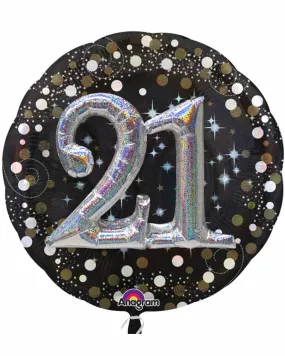 21st Sparkling Holographic Multi Foil Balloon 91.5cm