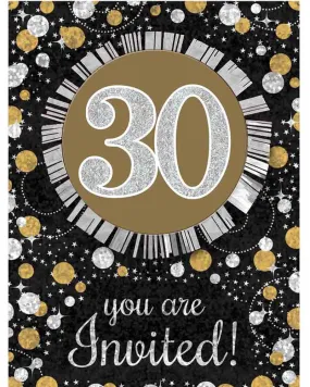 30th Sparkling Celebration Invitations Pack of 8
