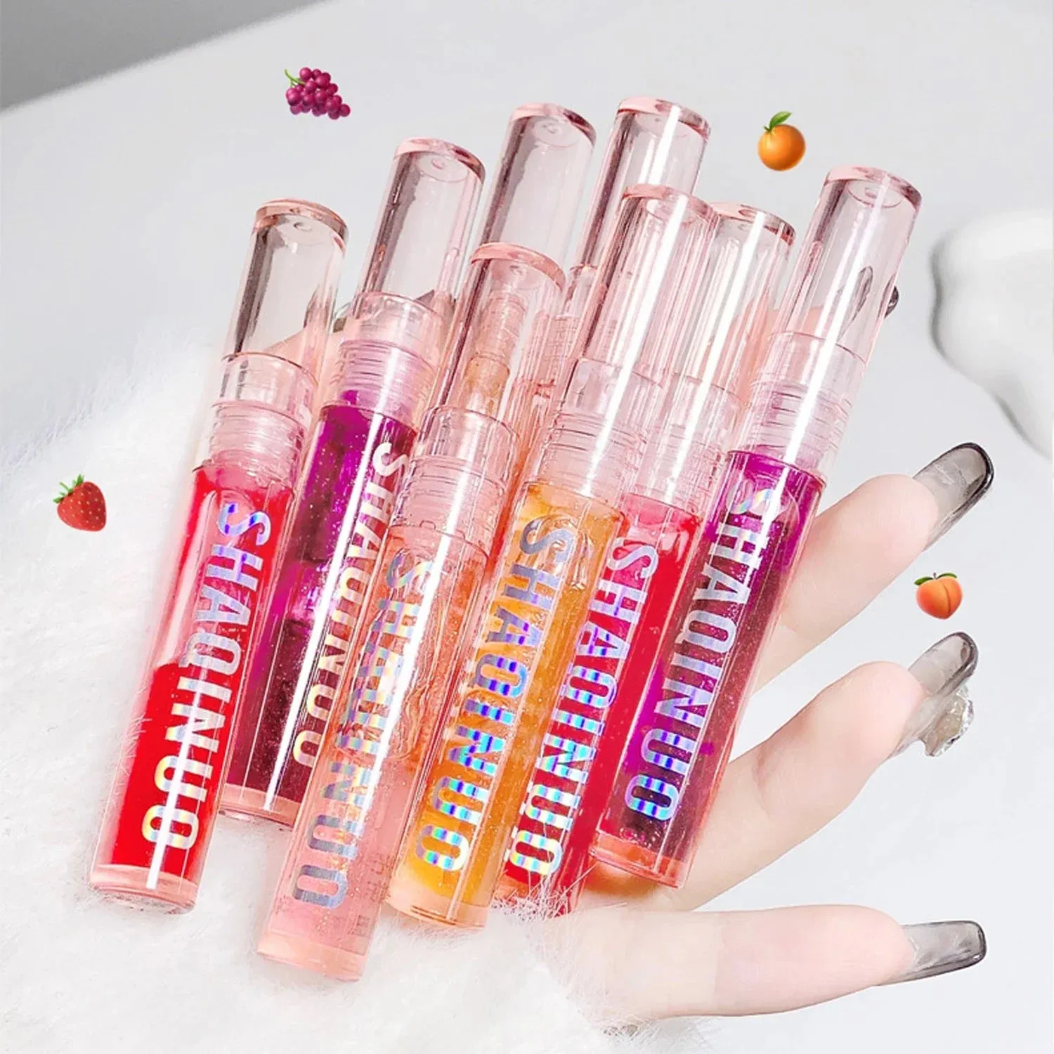 4Pcs/set Transparent Jelly Lip Gloss Water Light Moisturizing Glass Lip Oil Not Easy to Stick Cup Brightening Lipstick Set Box