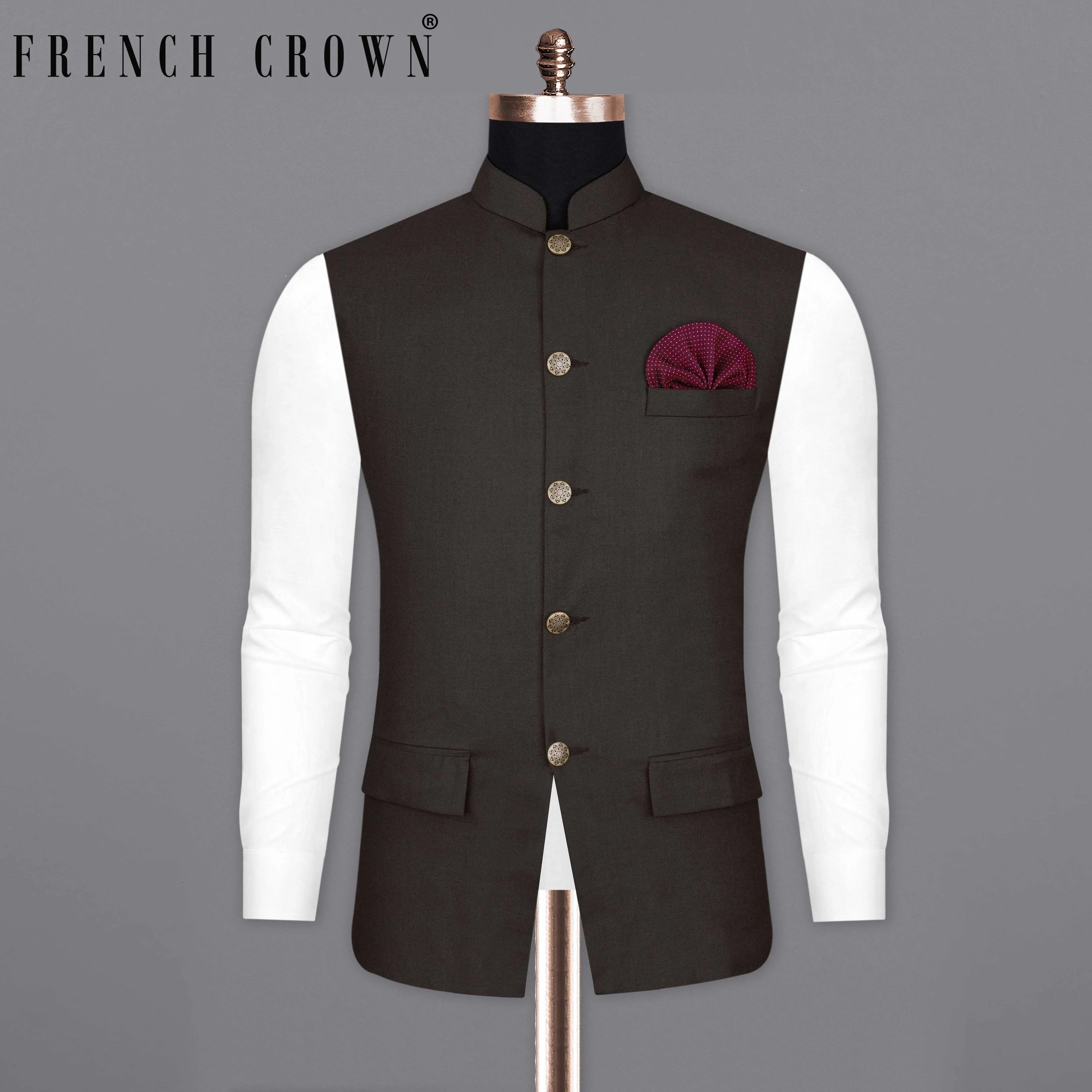 Baltic Sea Brown Bandhgala Nehru Jacket