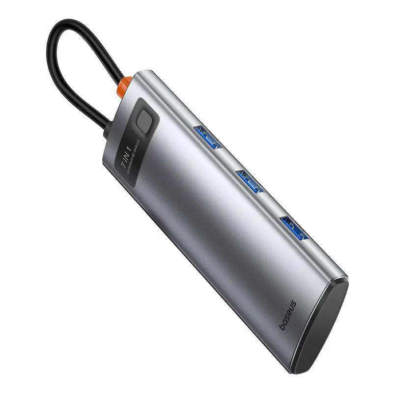 Baseus USB Hub Hub 7in1 Baseus Gleam, USB-C to 1x HDMI4K 60Hz   3x USB3.0   1x PD   1x SD/TF (grey) B00030708811-00