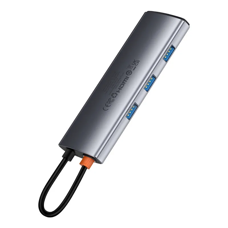Baseus USB Hub Hub 7in1 Baseus Gleam, USB-C to 1x HDMI4K 60Hz   3x USB3.0   1x PD   1x SD/TF (grey) B00030708811-00