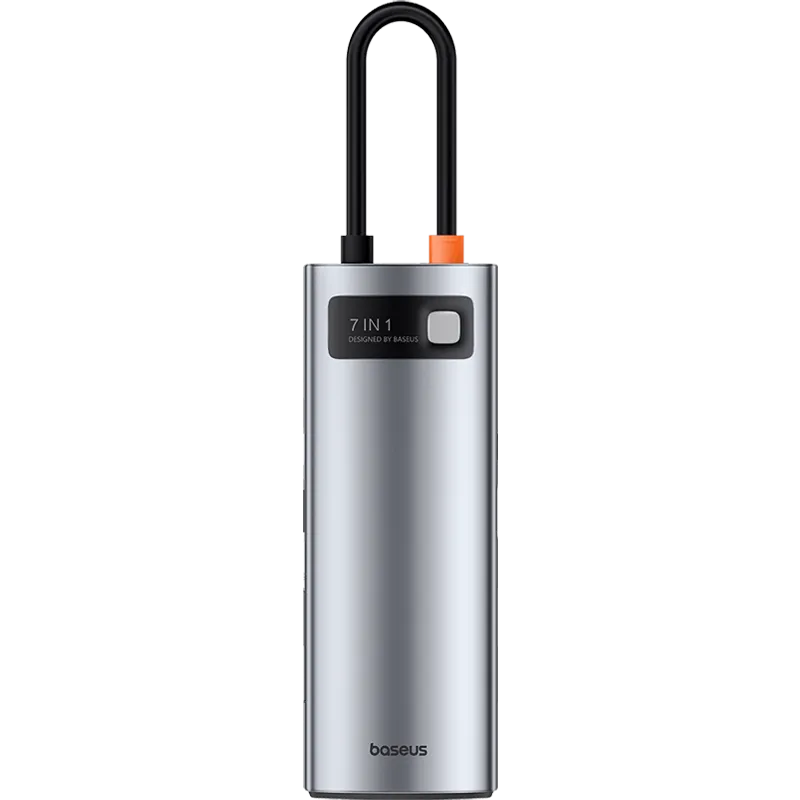Baseus USB Hub Hub 7in1 Baseus Gleam, USB-C to 1x HDMI4K 60Hz   3x USB3.0   1x PD   1x SD/TF (grey) B00030708811-00