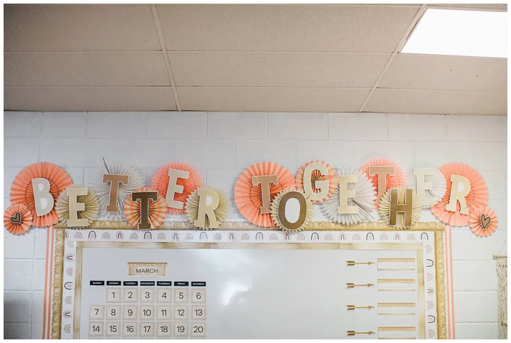 Better Together Inspirational Classroom Headline | Neutral | Simply Stylish Boho Rainbow | UPRINT | Schoolgirl Style