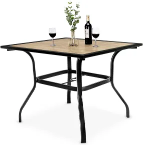 Bigroof 37" x 37" Outdoor Patio Dining Table with 1.57" Umbrella Hole, Square Metal Frame Patio Table for 4