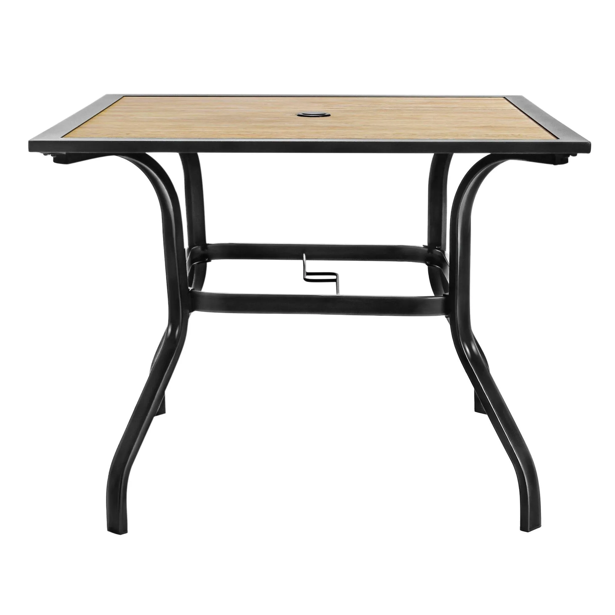 Bigroof 37" x 37" Outdoor Patio Dining Table with 1.57" Umbrella Hole, Square Metal Frame Patio Table for 4