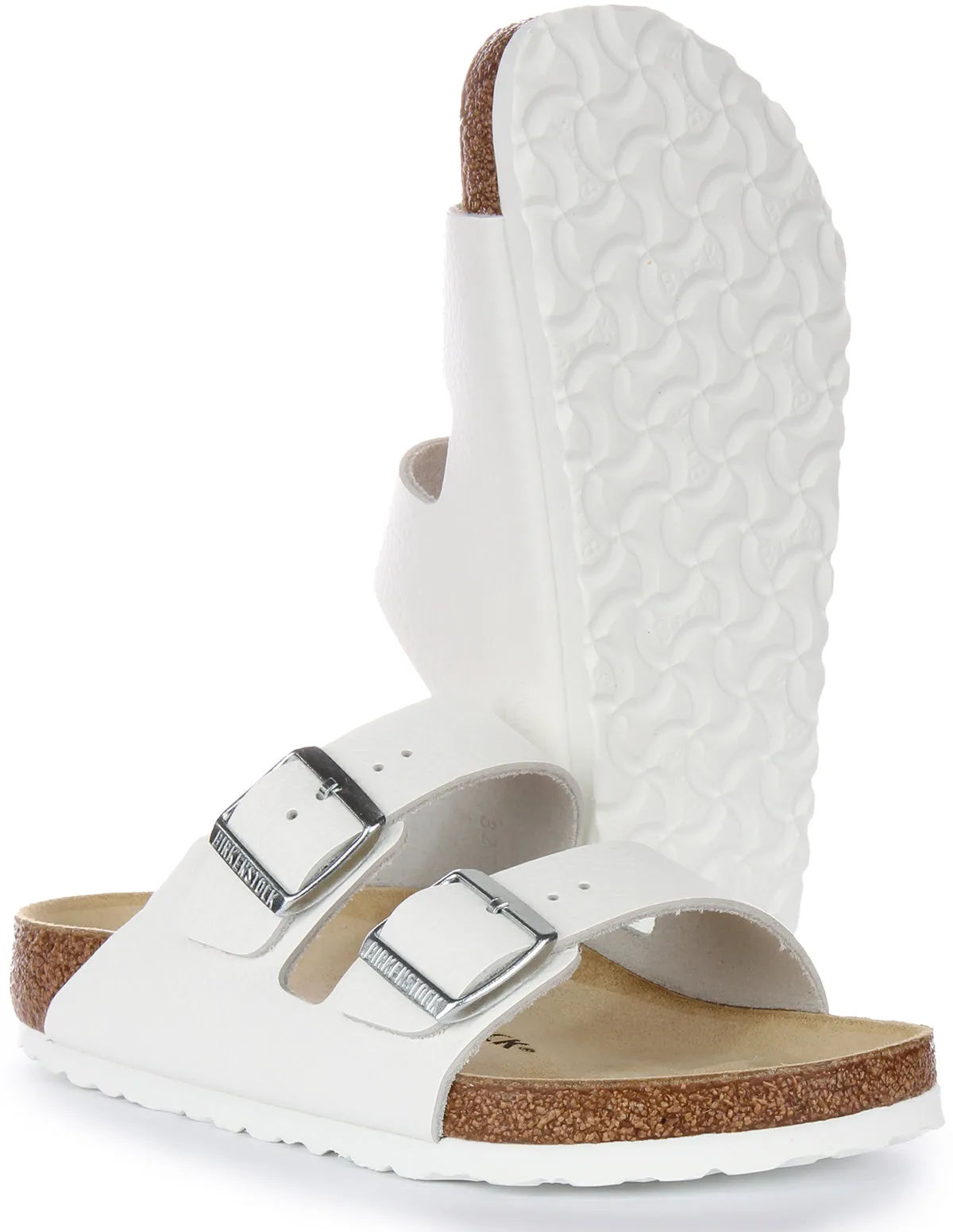 Birkenstock Arizona Natural Leather In White | Regular Fit