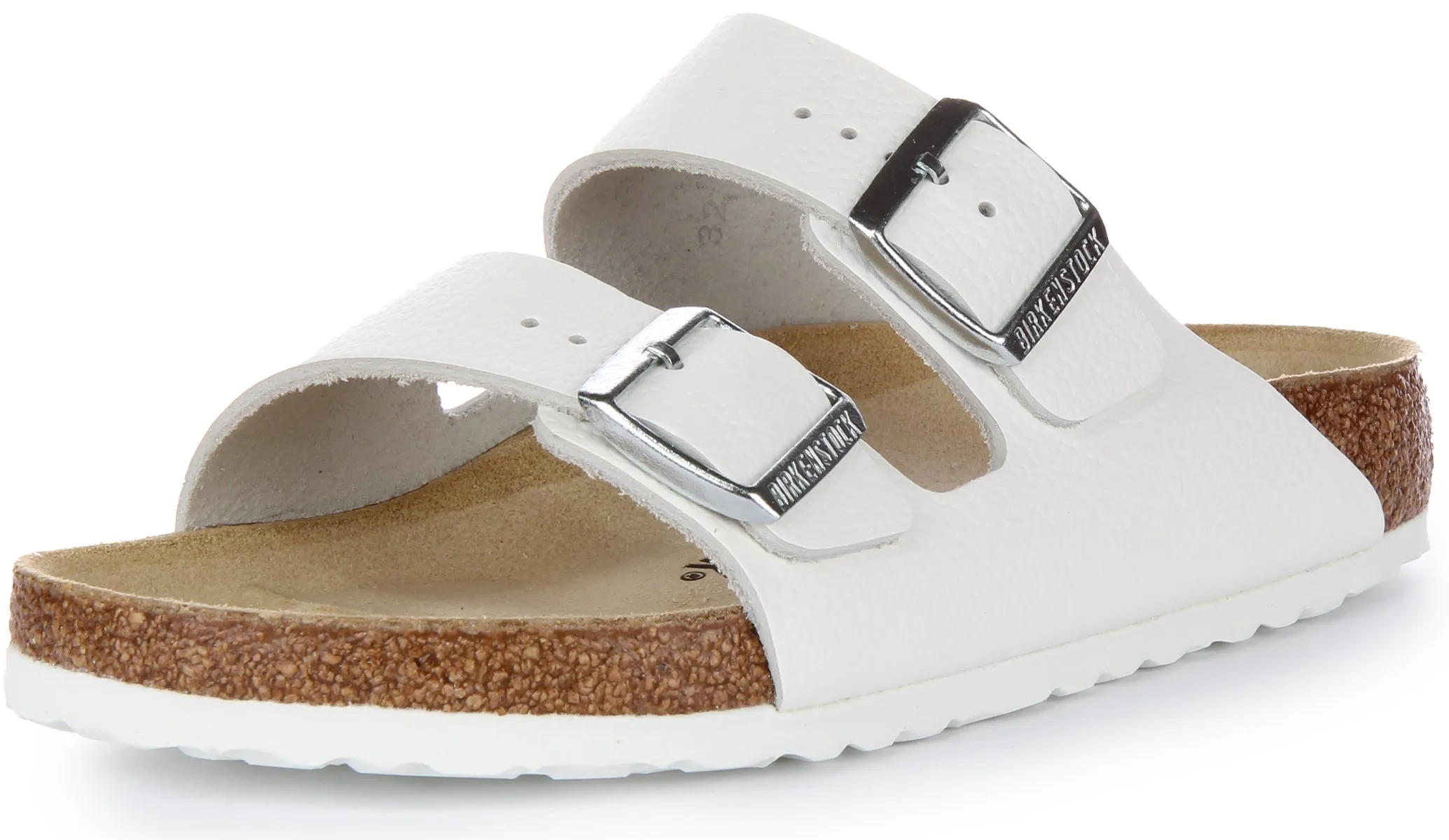Birkenstock Arizona Natural Leather In White | Regular Fit