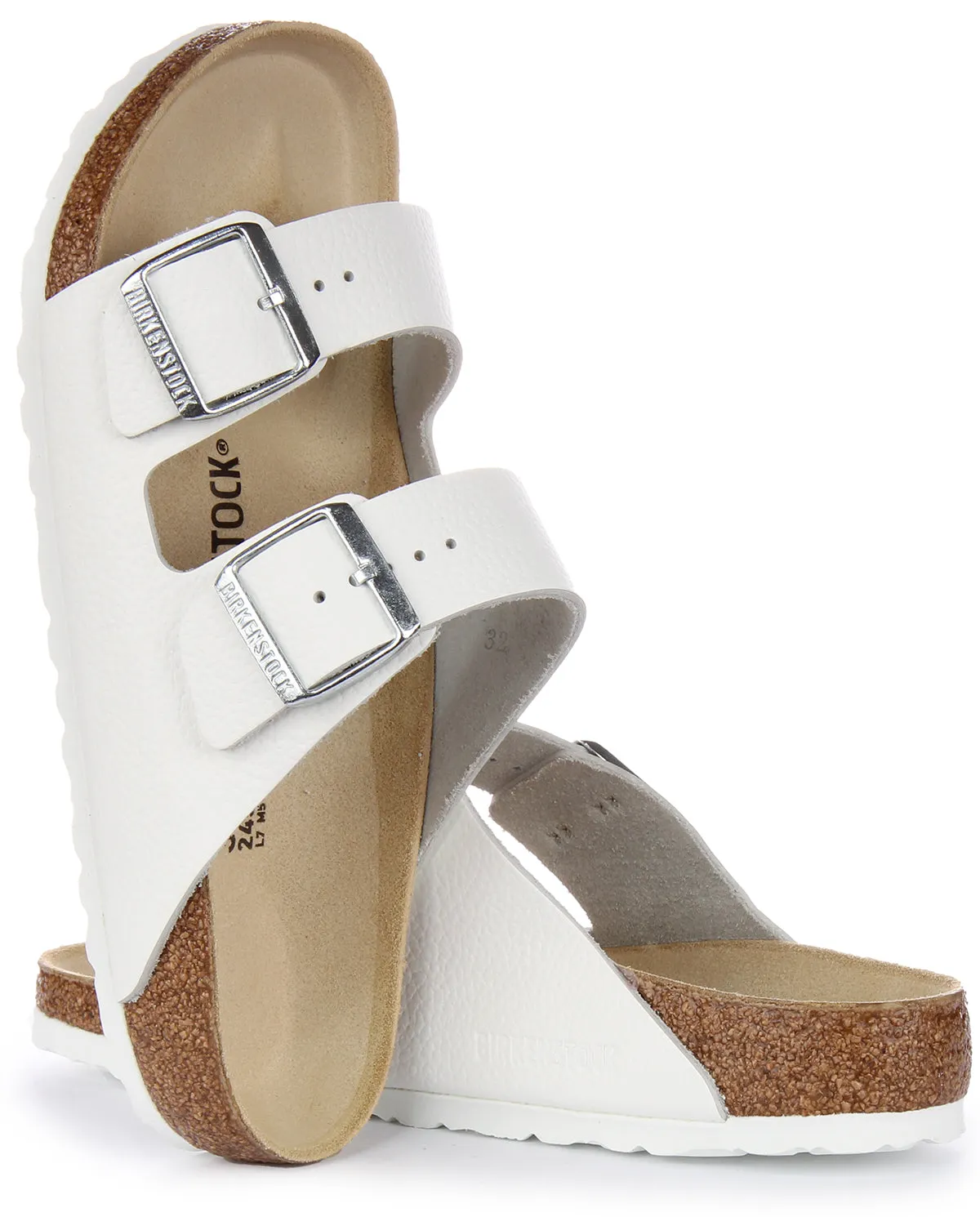 Birkenstock Arizona Natural Leather In White | Regular Fit