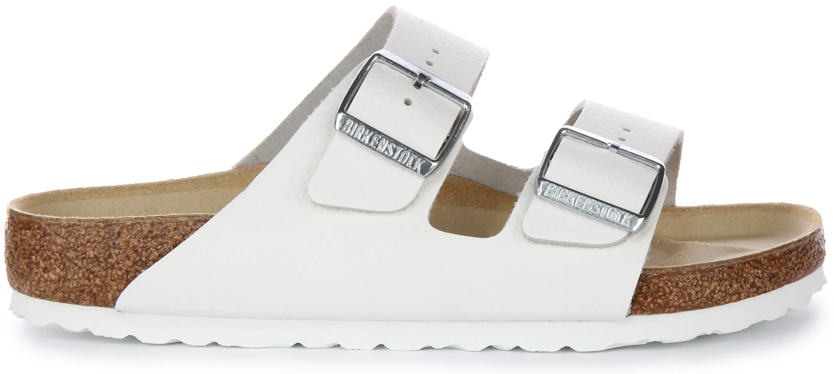 Birkenstock Arizona Natural Leather In White | Regular Fit