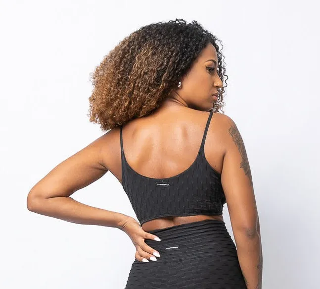 Black Tie Front Sports Bra
