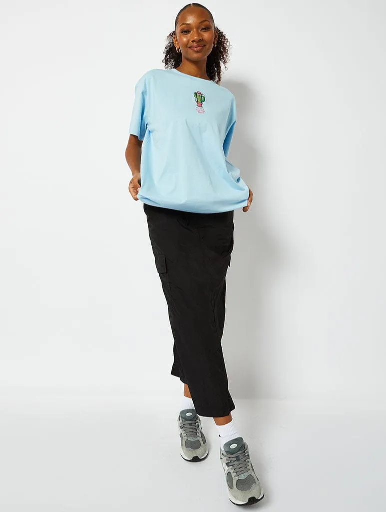 Can't Touch This Cactus Oversized T-Shirt in Blue