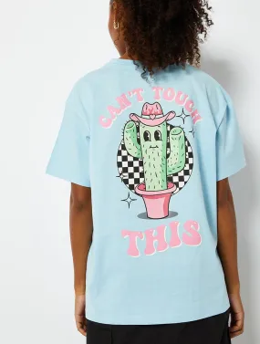 Can't Touch This Cactus Oversized T-Shirt in Blue