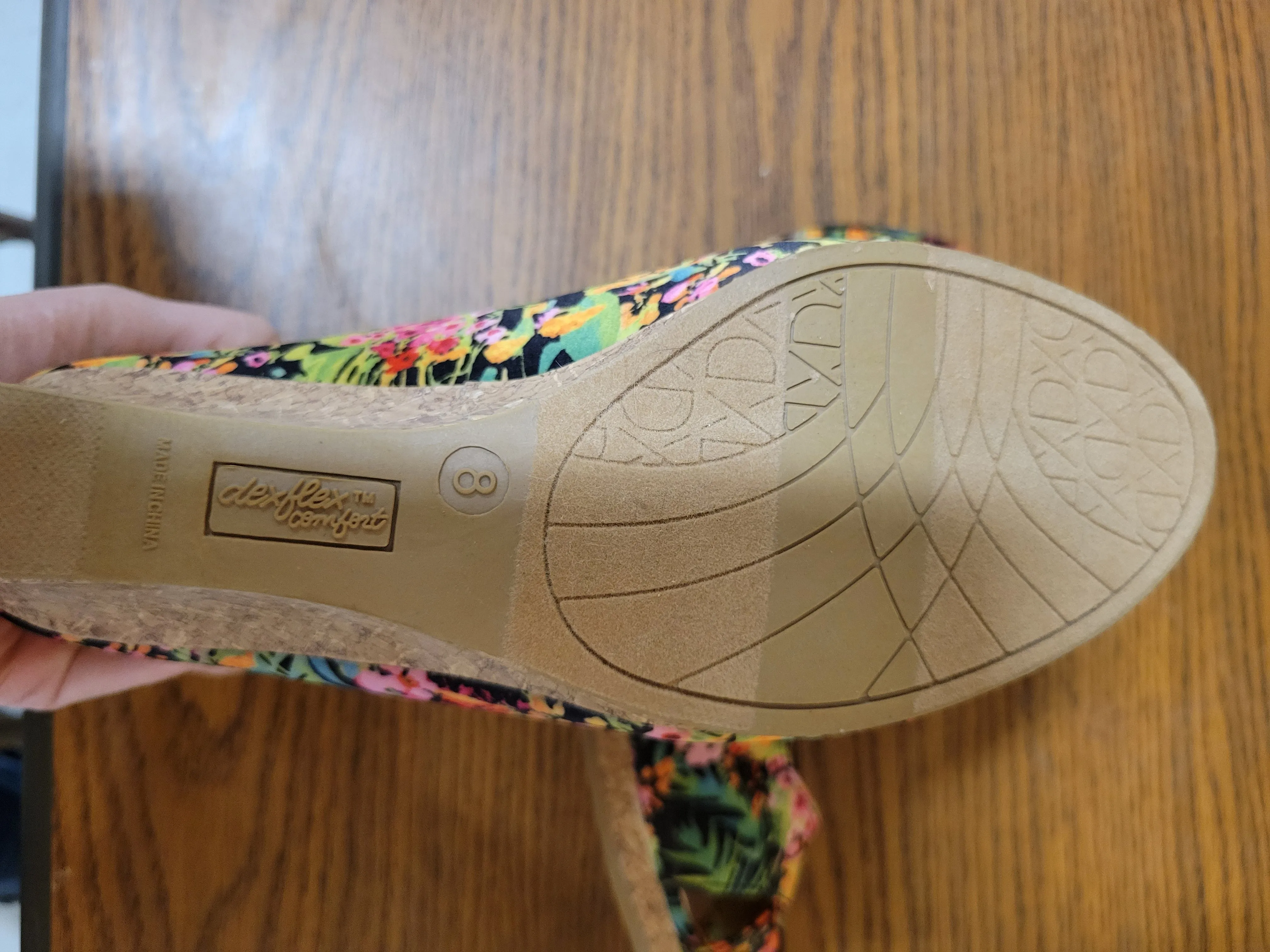 Cork and Floral Wedges