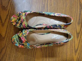 Cork and Floral Wedges