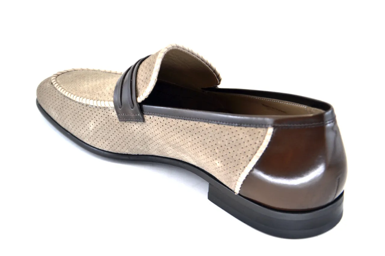 Corrente  Men's Taupe  Suede Calfskin Leather #3417