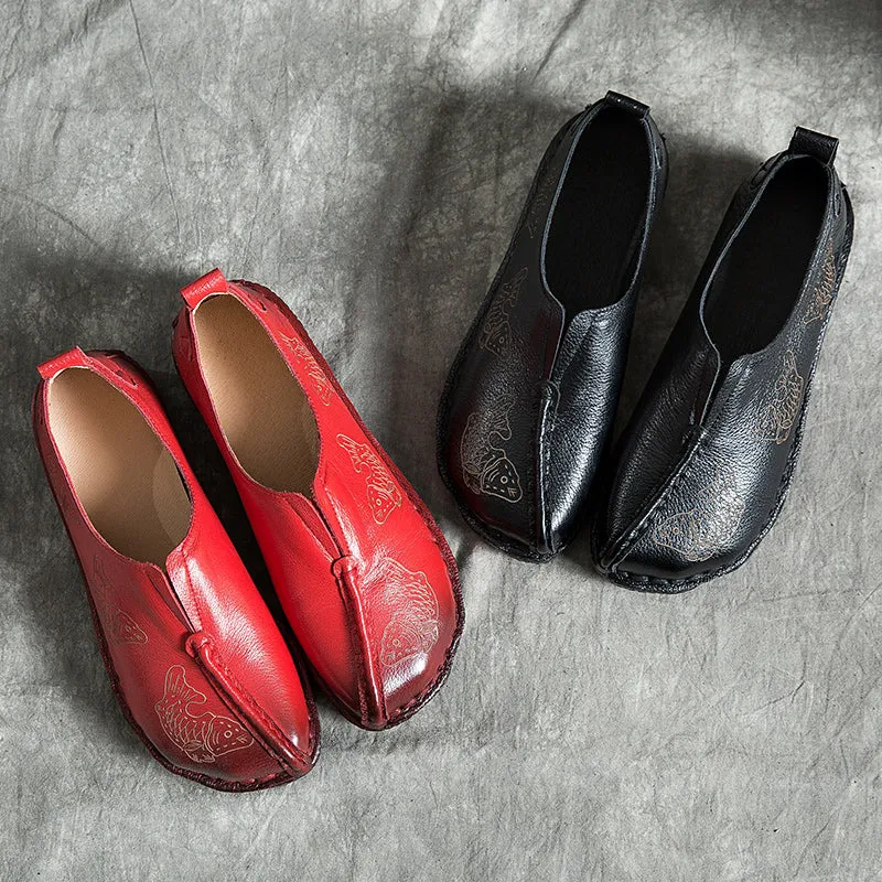 Cow Tendon Handmade Retro Leather Flat Shoes 35-43