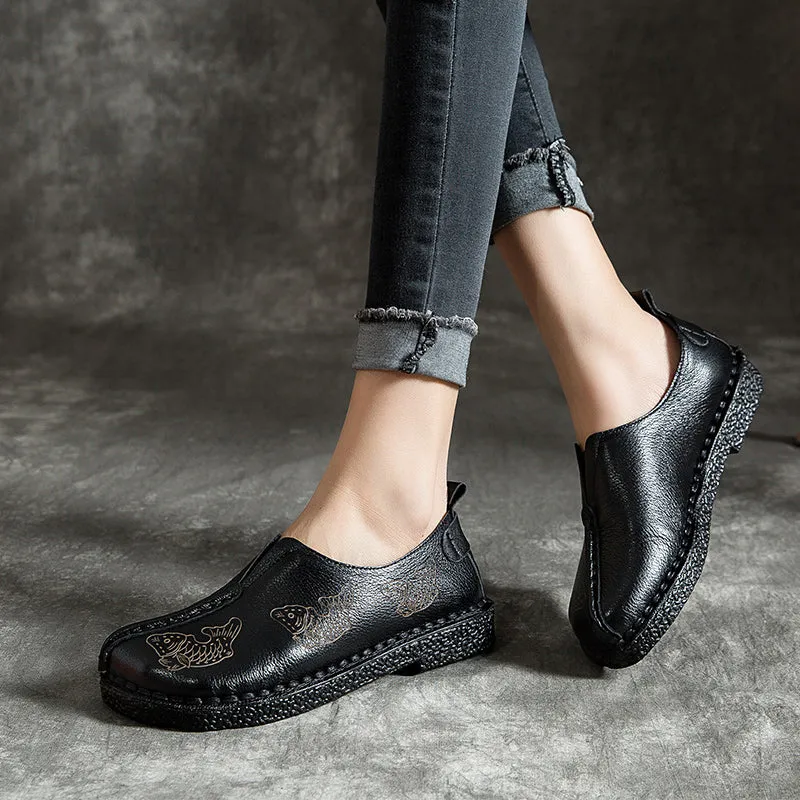Cow Tendon Handmade Retro Leather Flat Shoes 35-43