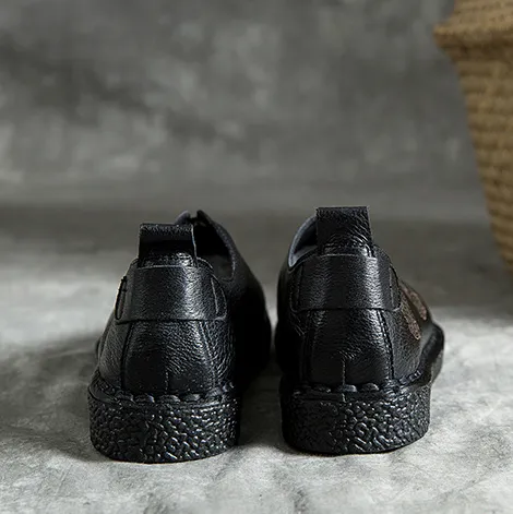 Cow Tendon Handmade Retro Leather Flat Shoes 35-43