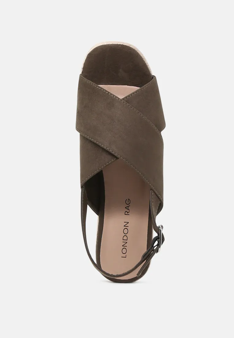 Cross Strap Wedge Slingback Sandal
