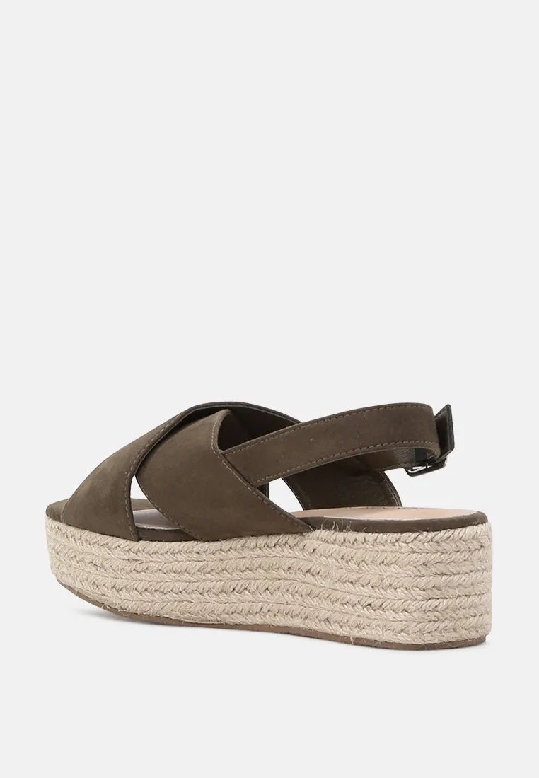 Cross Strap Wedge Slingback Sandal