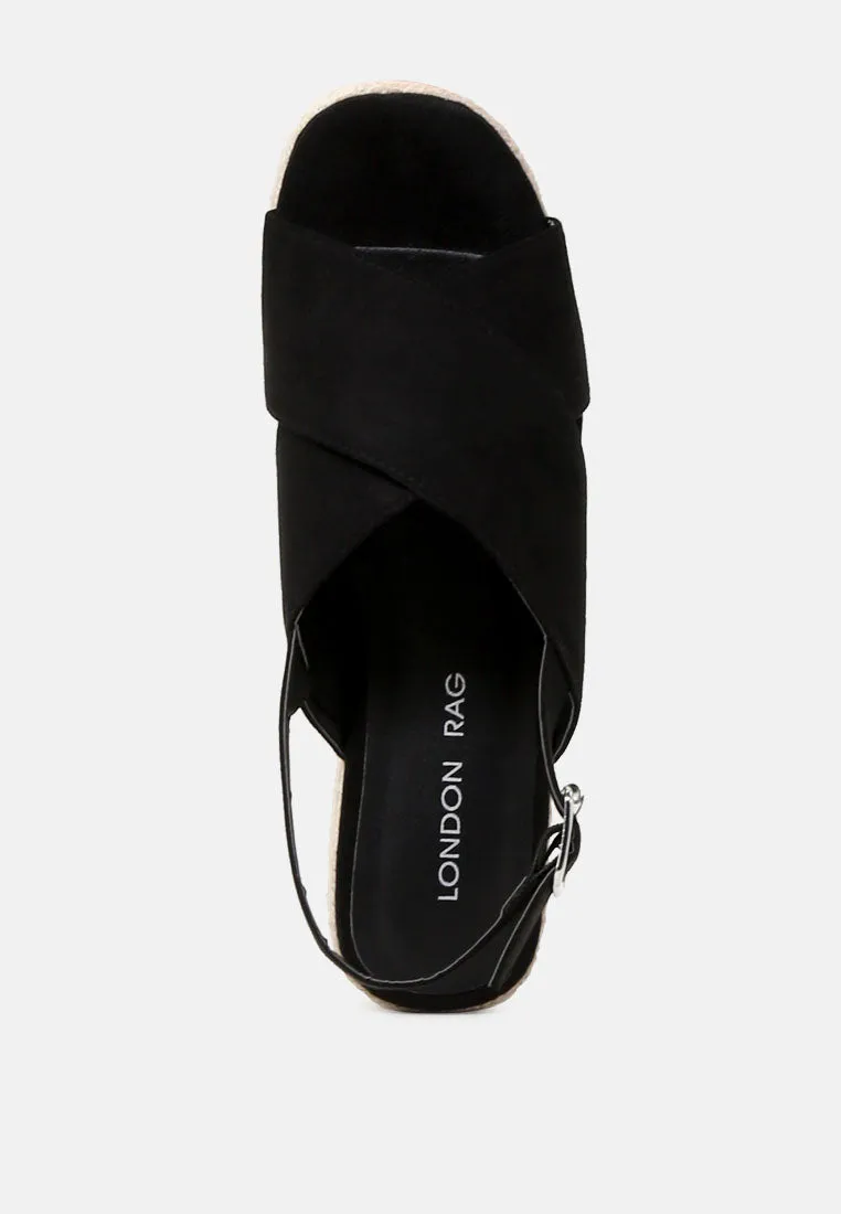Cross Strap Wedge Slingback Sandal
