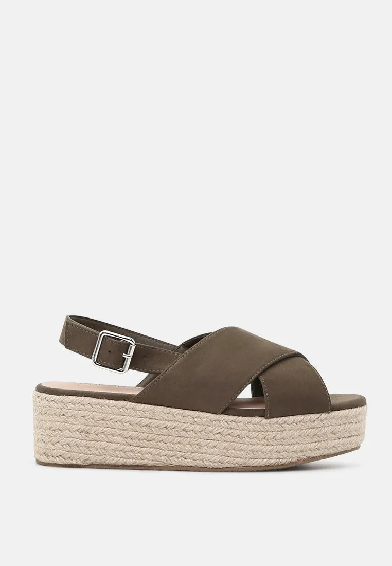 Cross Strap Wedge Slingback Sandal
