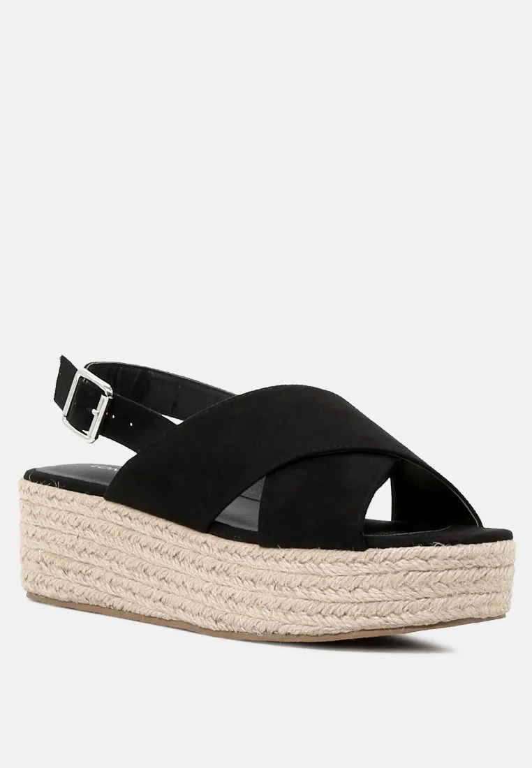 Cross Strap Wedge Slingback Sandal