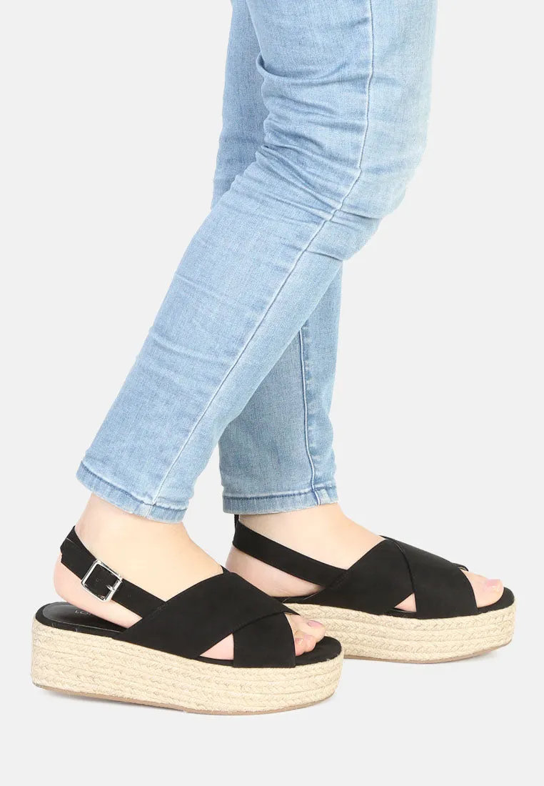 Cross Strap Wedge Slingback Sandal