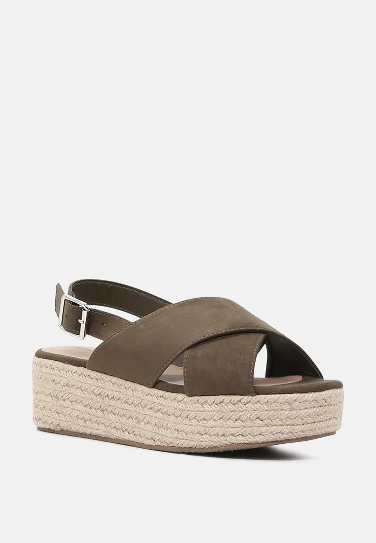 Cross Strap Wedge Slingback Sandal