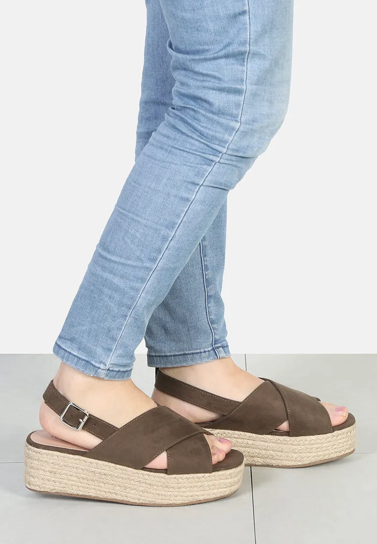 Cross Strap Wedge Slingback Sandal