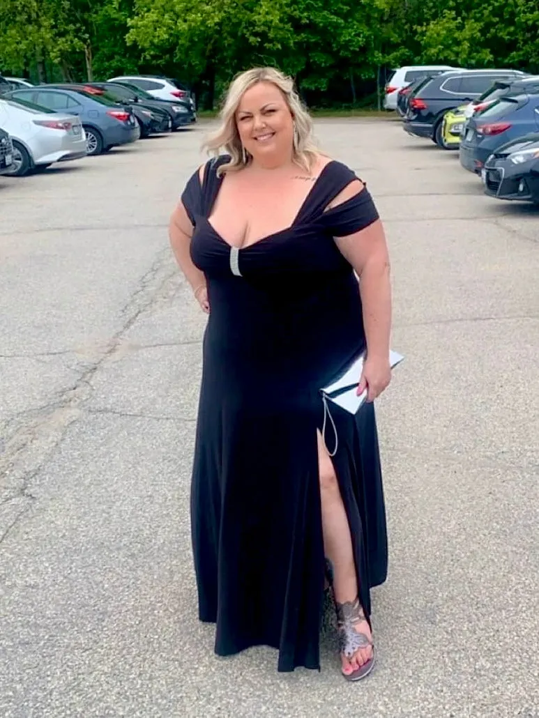 Diamanté Plus Size Gown in Black