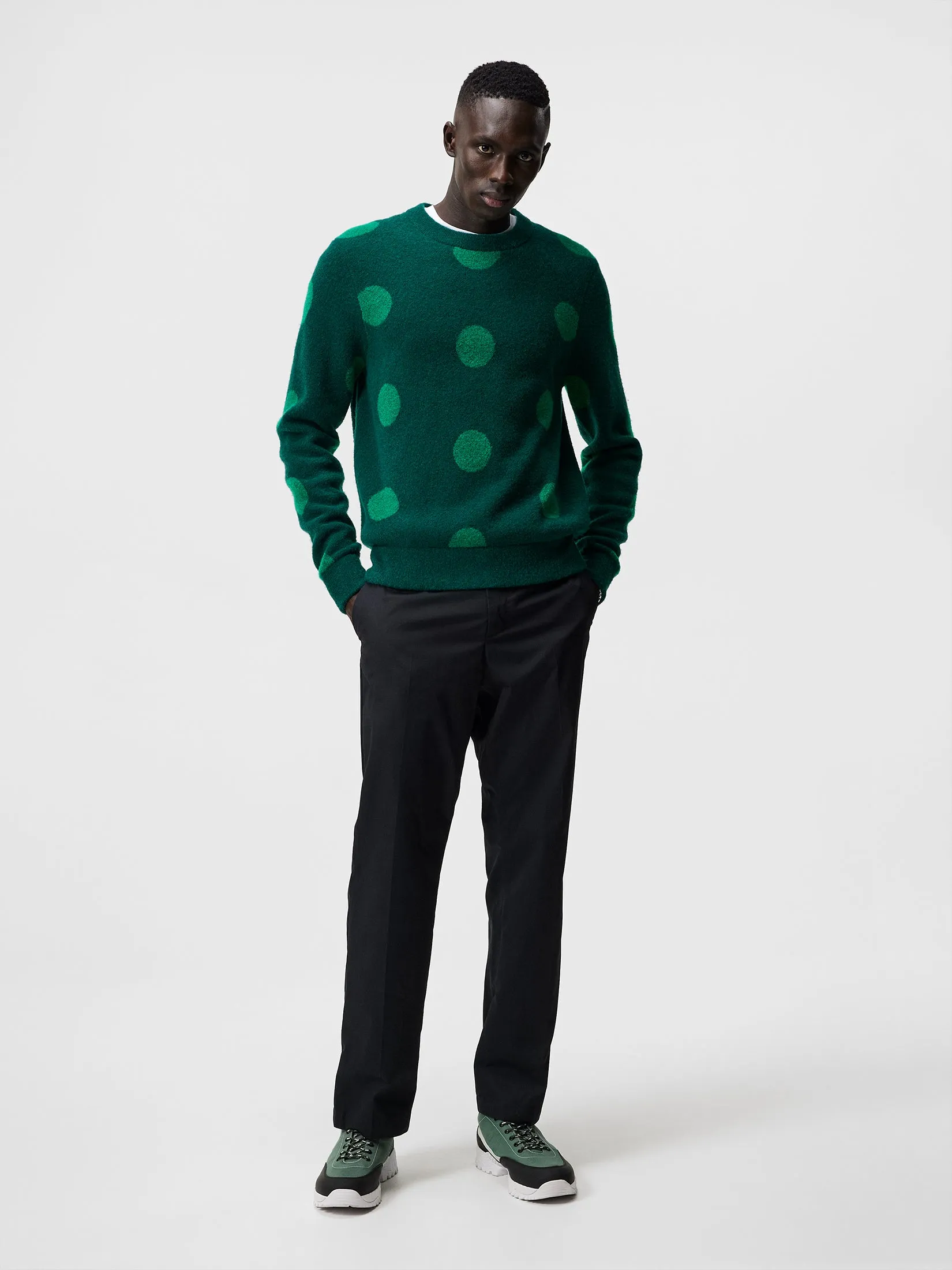 Dotte Hairy Jacquard Crewneck / Rain Forest