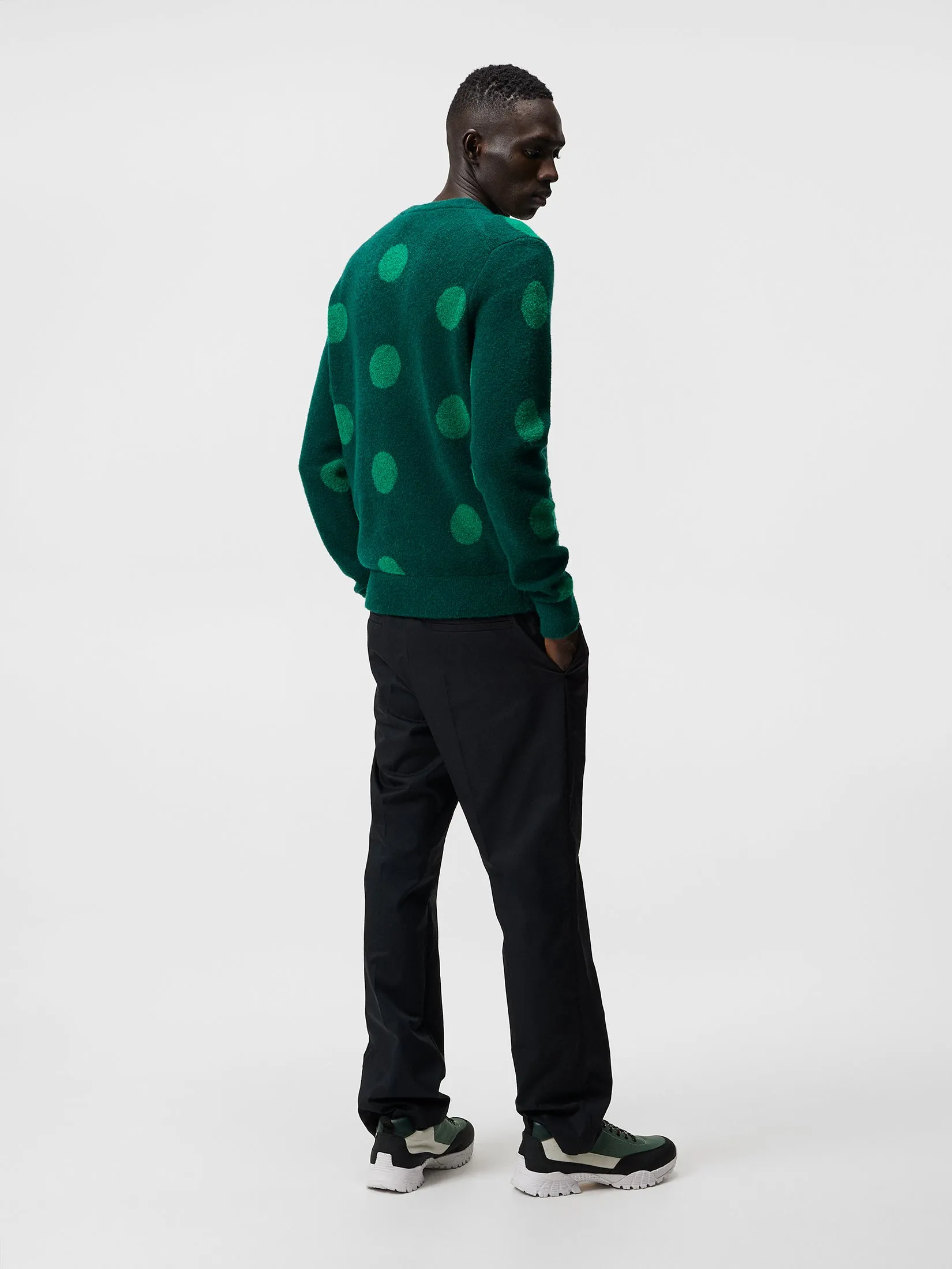 Dotte Hairy Jacquard Crewneck / Rain Forest
