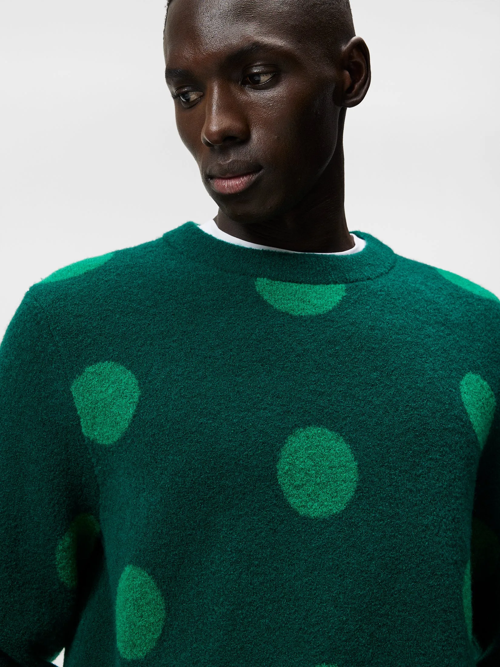 Dotte Hairy Jacquard Crewneck / Rain Forest