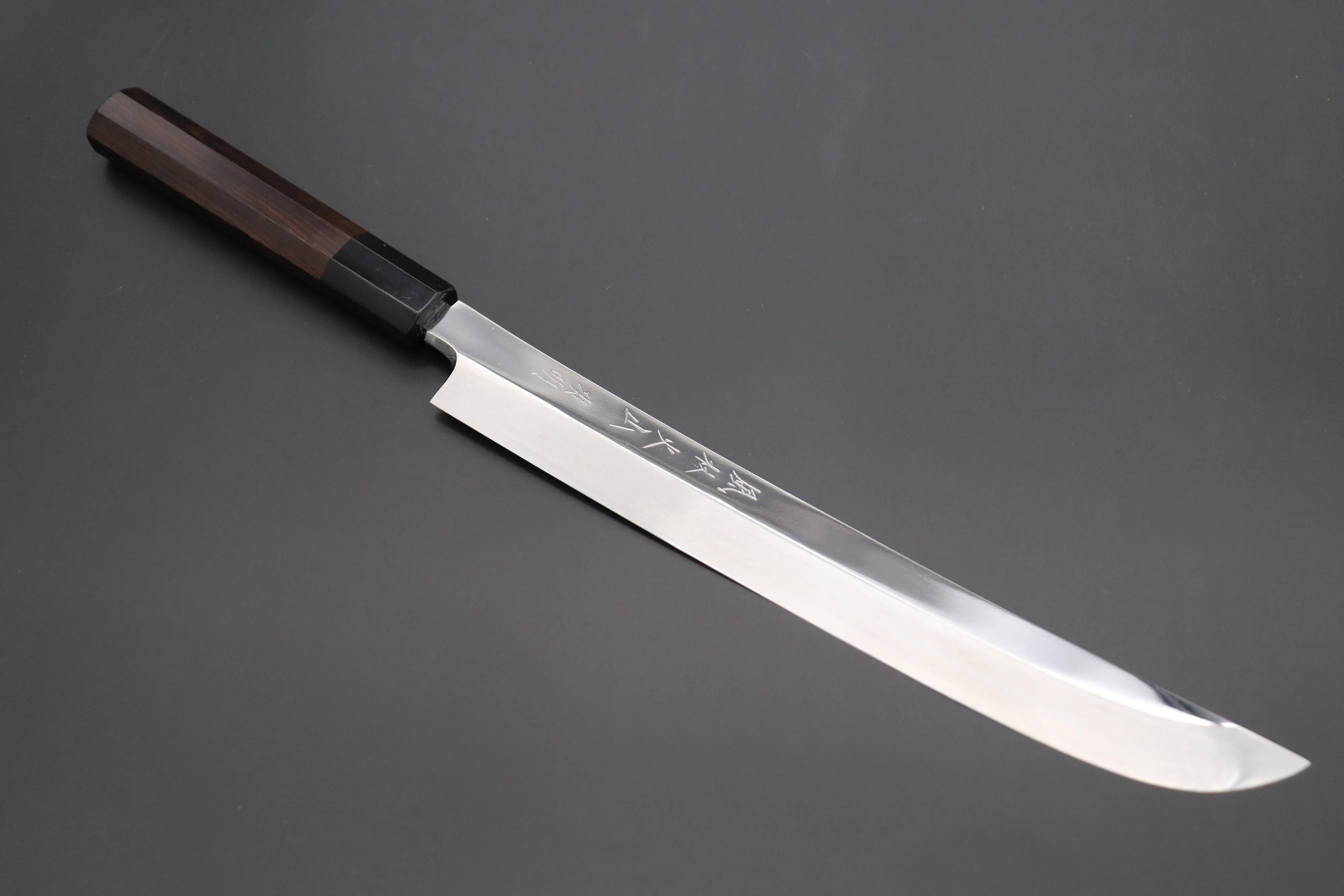 Fu-Rin-Ka-Zan Limited, Solid VG-10 Special Order Made FSO-78 "SABER" Yanagiba 270mm (10.6 Inch, Perfectly Mirror Polished, Octagonal Ebonywood Handle)