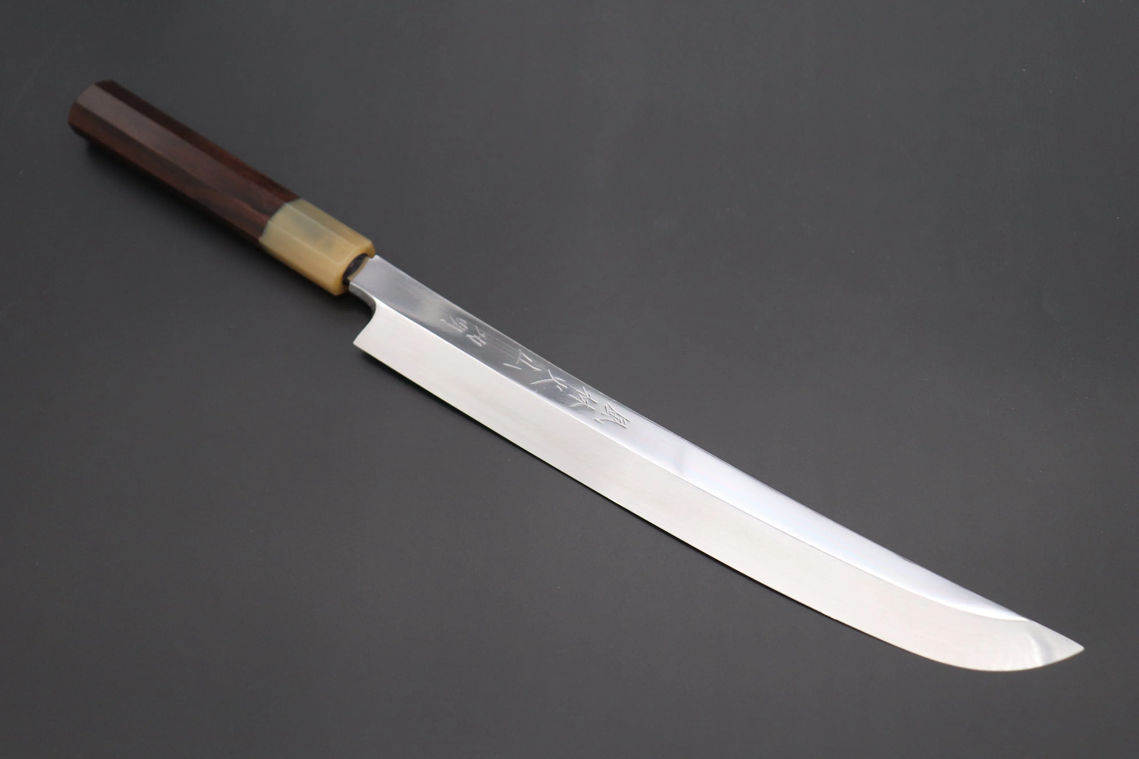 Fu-Rin-Ka-Zan Limited, Solid VG-10 Special Order Made FSO-78 "SABER" Yanagiba 270mm (10.6 Inch, Perfectly Mirror Polished, Octagonal Ebonywood Handle)