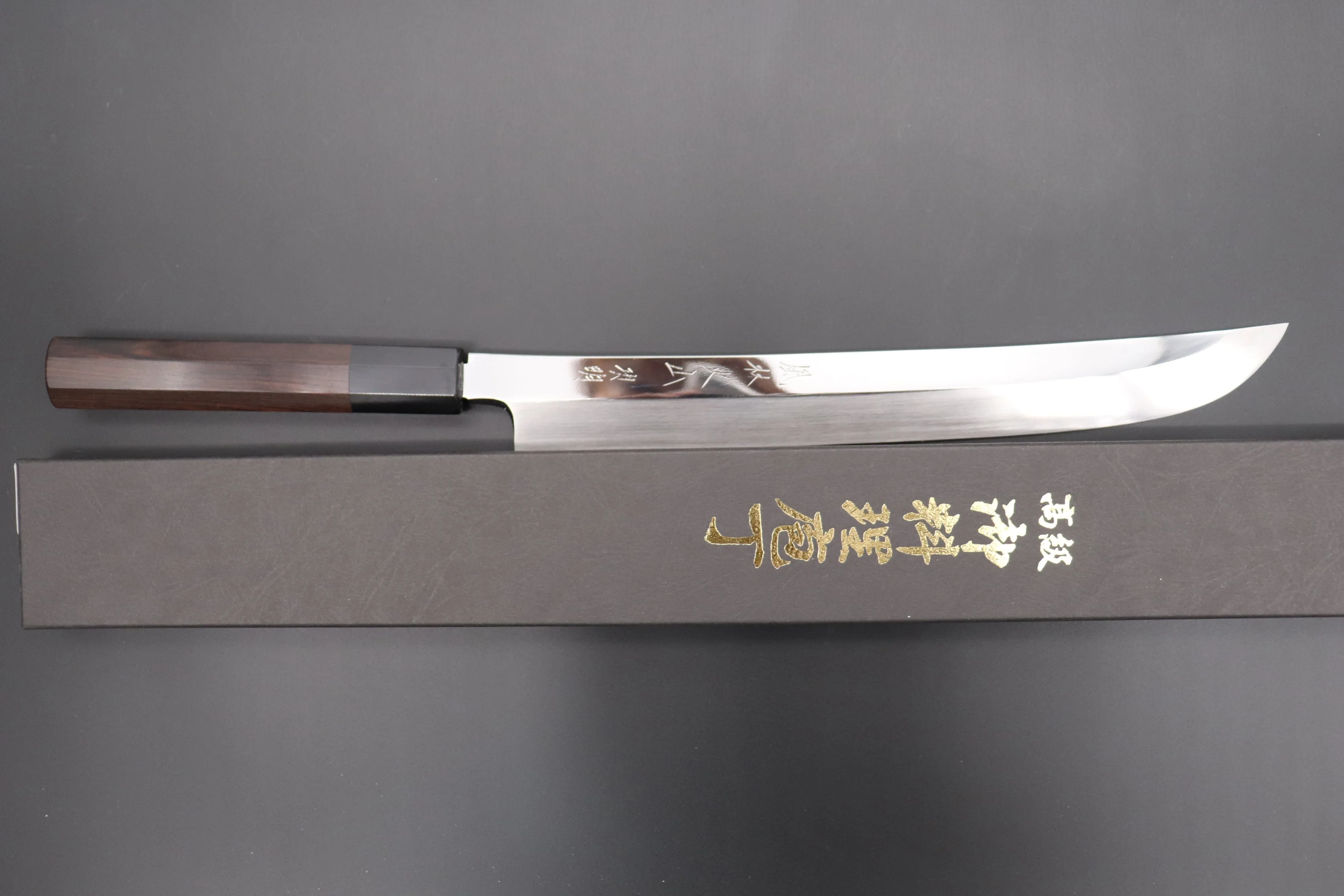 Fu-Rin-Ka-Zan Limited, Solid VG-10 Special Order Made FSO-78 "SABER" Yanagiba 270mm (10.6 Inch, Perfectly Mirror Polished, Octagonal Ebonywood Handle)