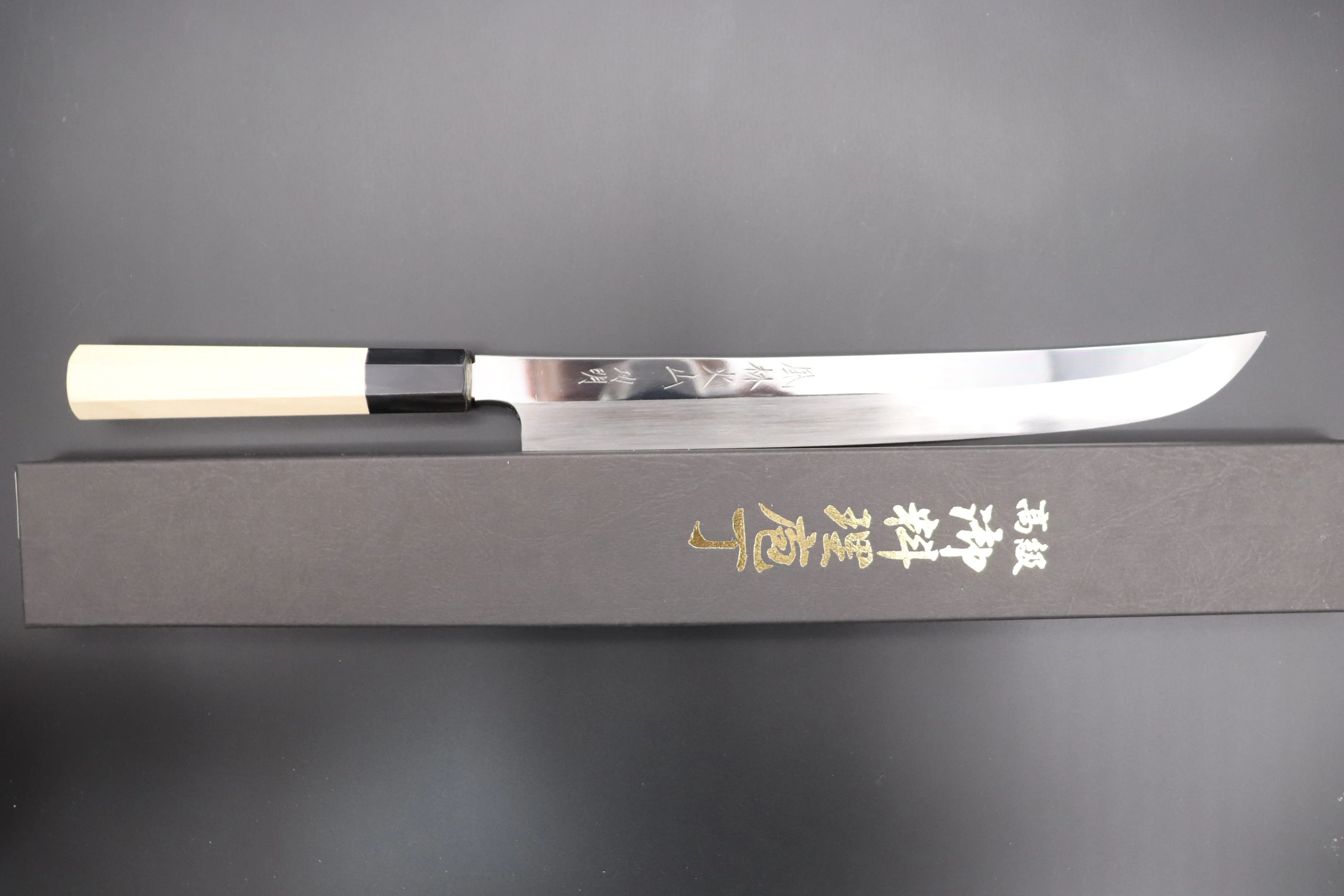 Fu-Rin-Ka-Zan Limited, Solid VG-10 Special Order Made FSO-79 "SABER" Yanagiba 270mm (10.6 Inch, Perfectly Mirror Polished, Octagonal Magnolia Wood Handle)