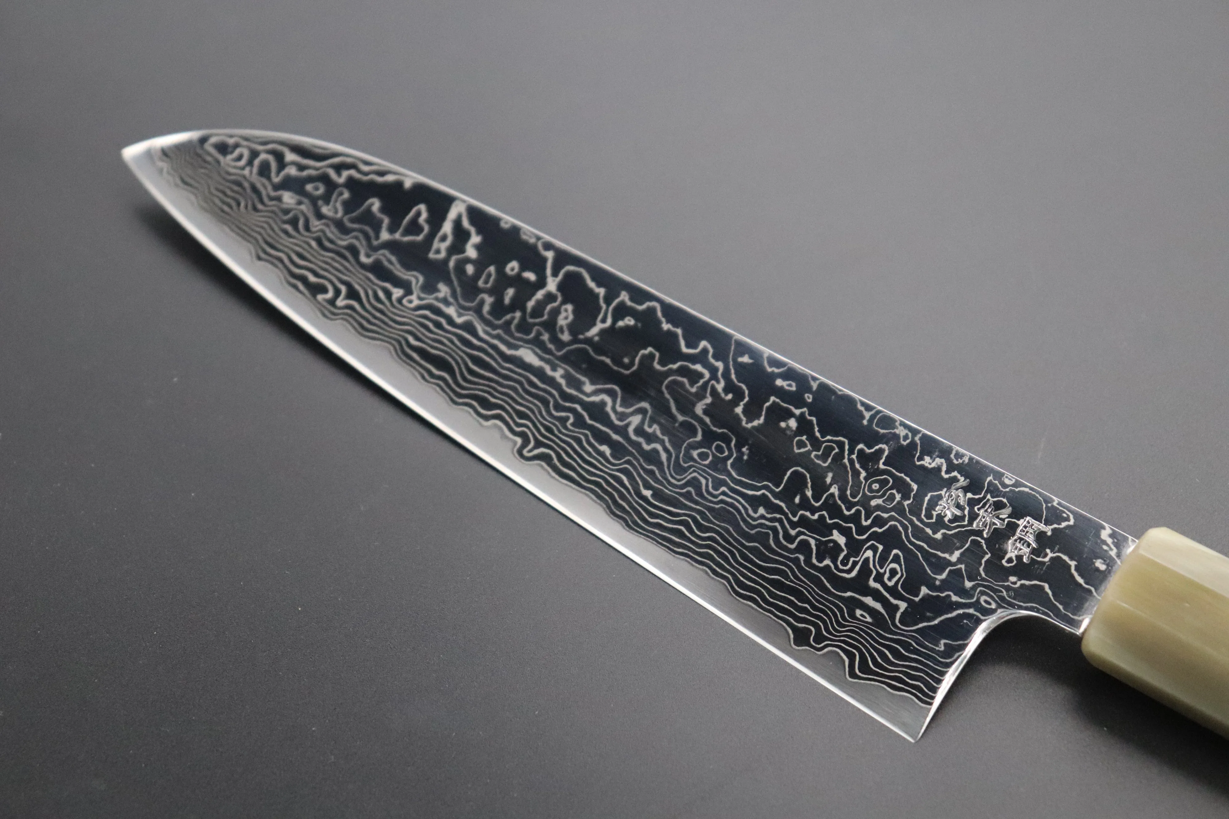 Fu-Rin-Ka-Zan R-2 Damascus Wa Series FRD-SB Wa Santoku 190mm (7.4 inch, Octagon Shaped Bocote Wood Handle)