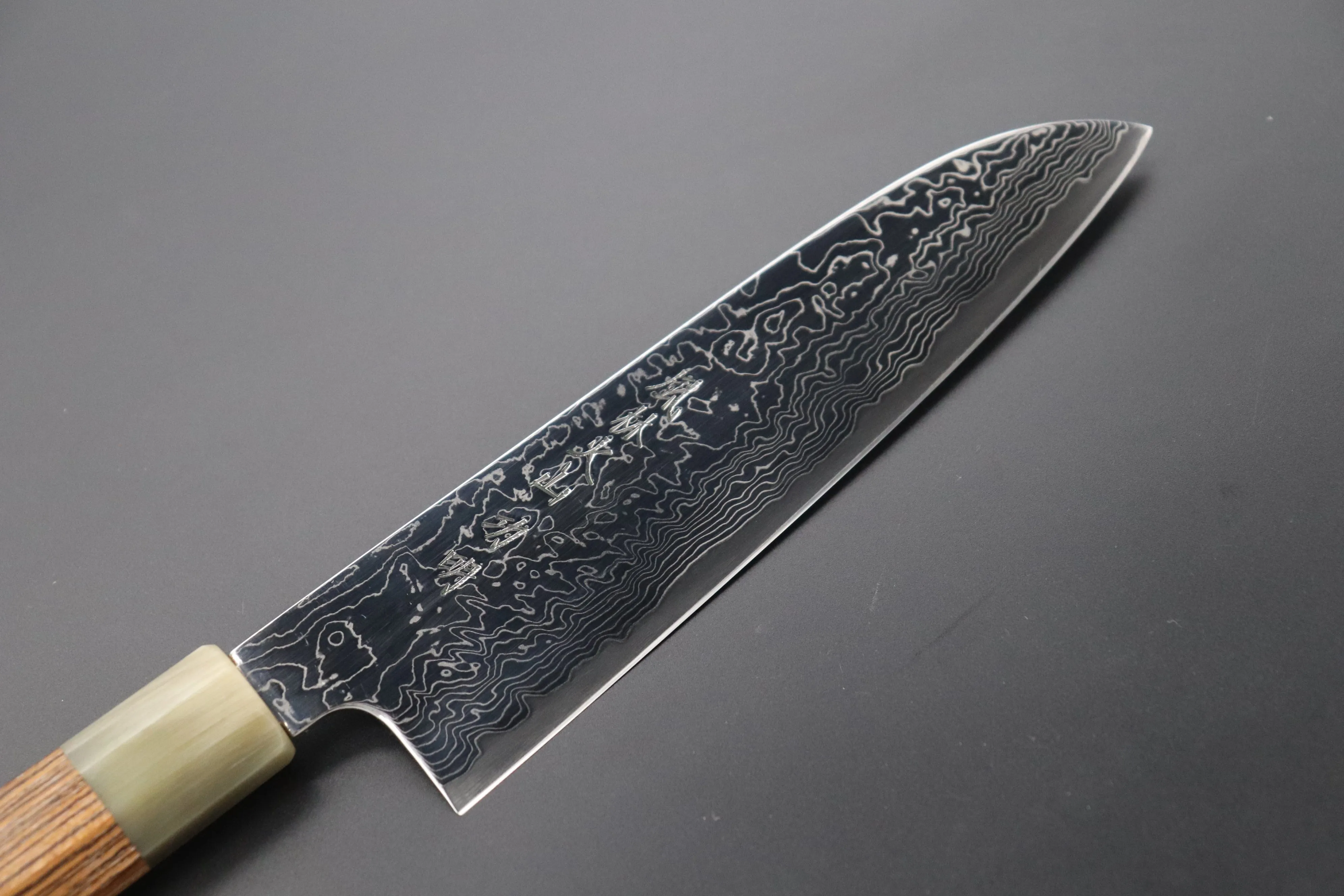 Fu-Rin-Ka-Zan R-2 Damascus Wa Series FRD-SB Wa Santoku 190mm (7.4 inch, Octagon Shaped Bocote Wood Handle)