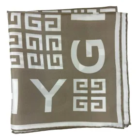 Givenchy Scarf Taupe 4G Design - Square Twill Silk Foulard SALE