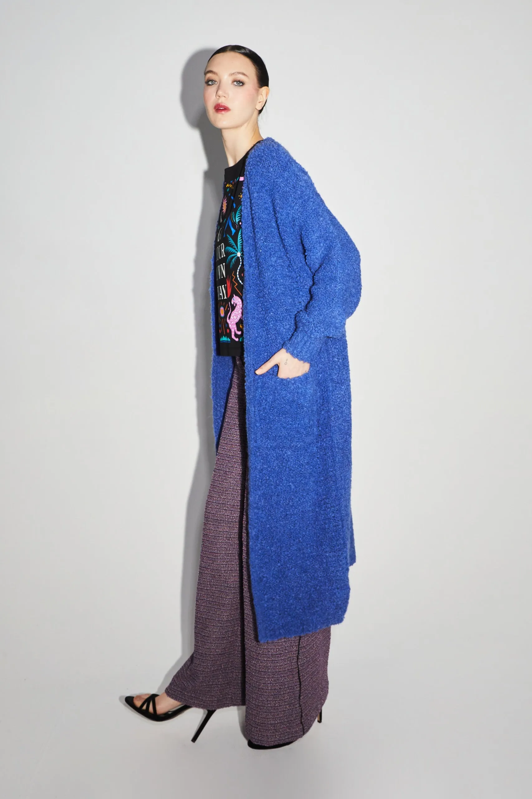 Imprevu Blue Bouclette Cardigan