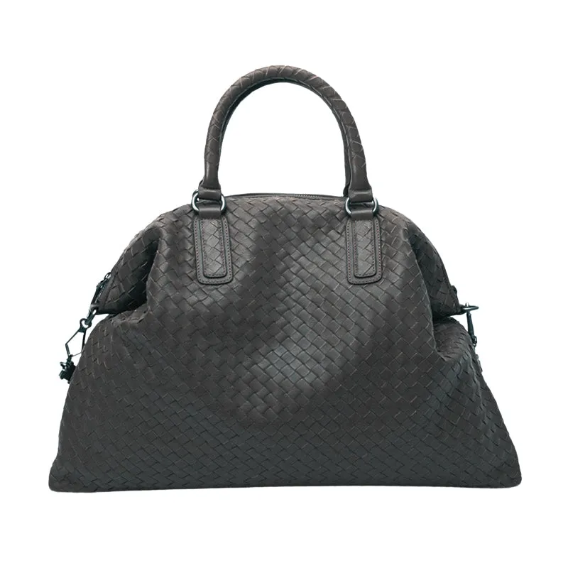 Italy Lambskin Leather Tote Black, Large Intrecciato Leather Bag, Quilted Elegant Tote in Trendy, Boutique Bag, Classic Gift to Her