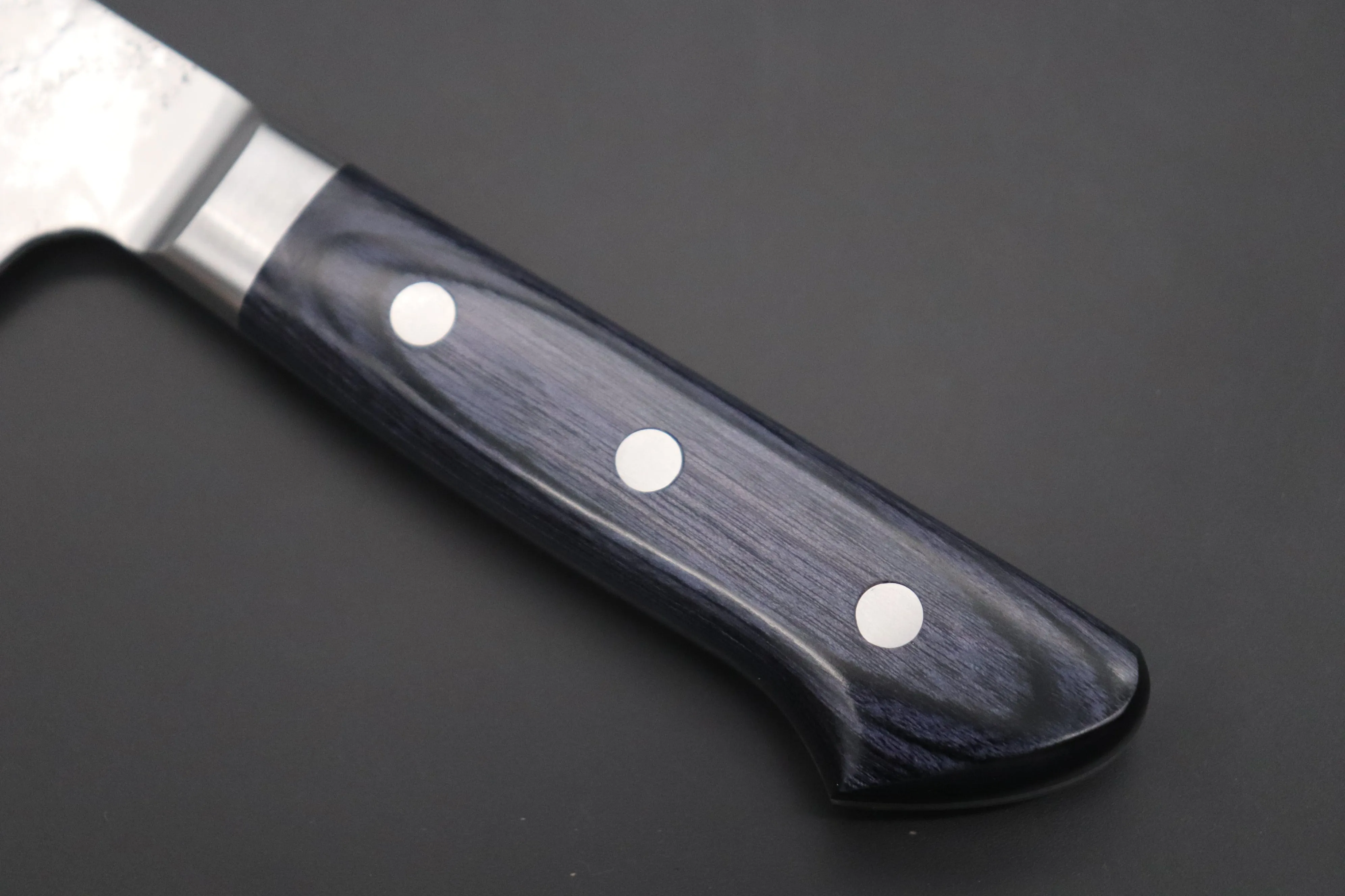 JCK Natures 青雲 Blue Clouds Series BCBP-2 Blue Steel No.2 Nashiji Bunka (Kiritsuke) 190mm (7.4 inch, Royal Blue-Purple Pakka Wood Handle)