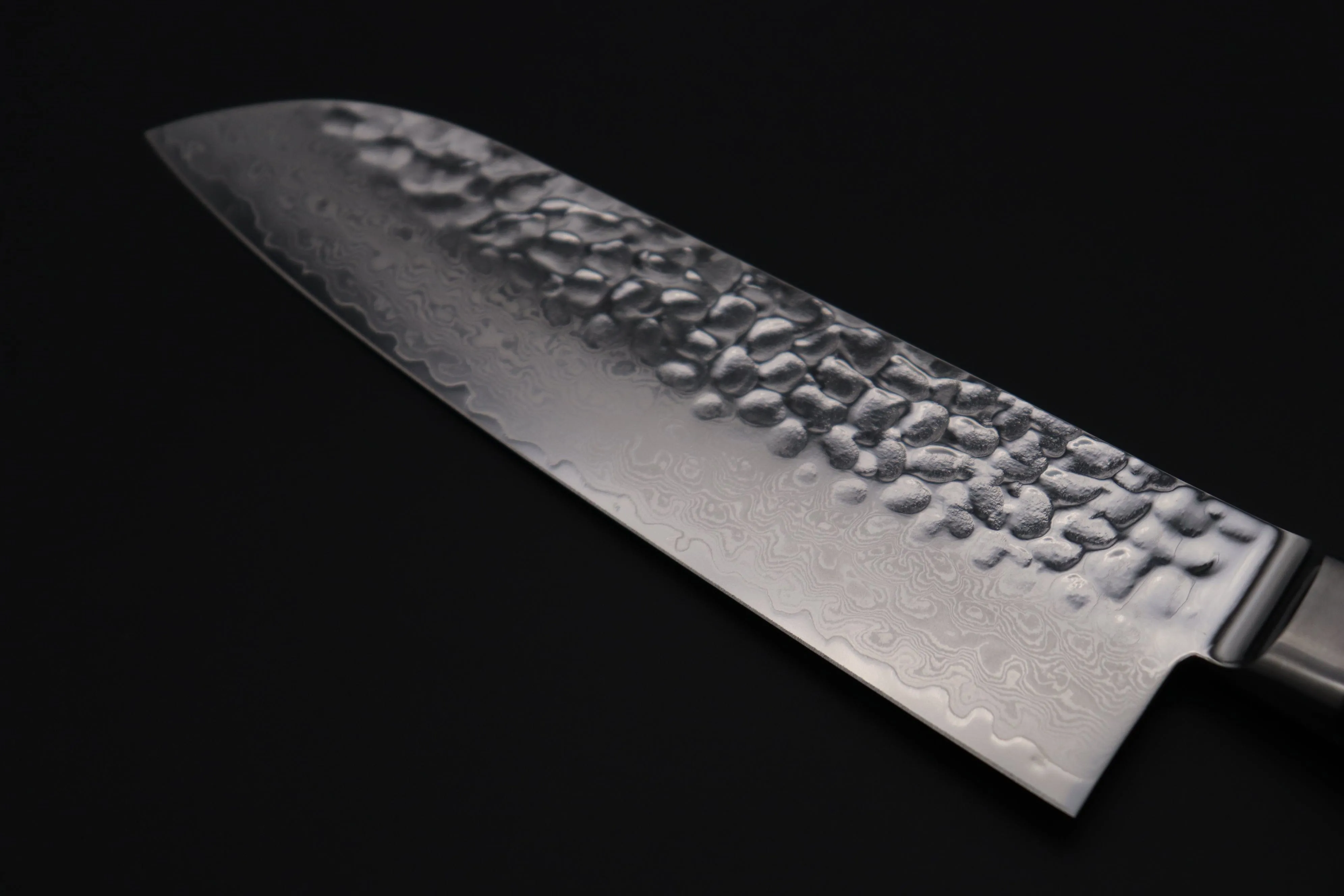 JCK Natures Blue Clouds Series BCDP-2 VG-10 Tsuchime Damascus Santoku 180mm (7 inch, Royal Blue-Purple Pakka Wood Handle)