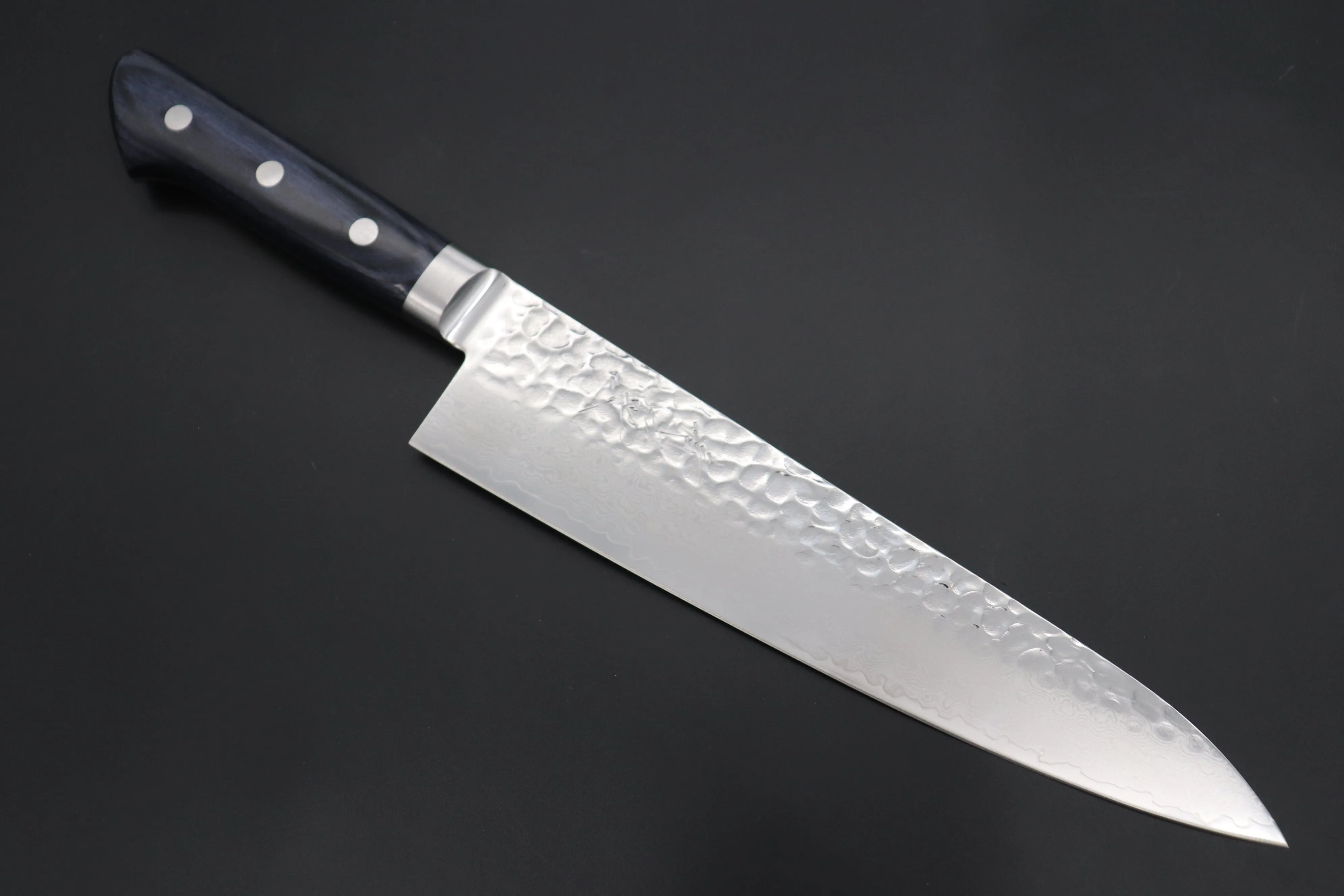 JCK Natures Blue Clouds Series BCDP-3 VG-10 Tsuchime Damascus Gyuto 210mm (8.2 inch, Royal Blue-Purple Pakka Wood Handle)