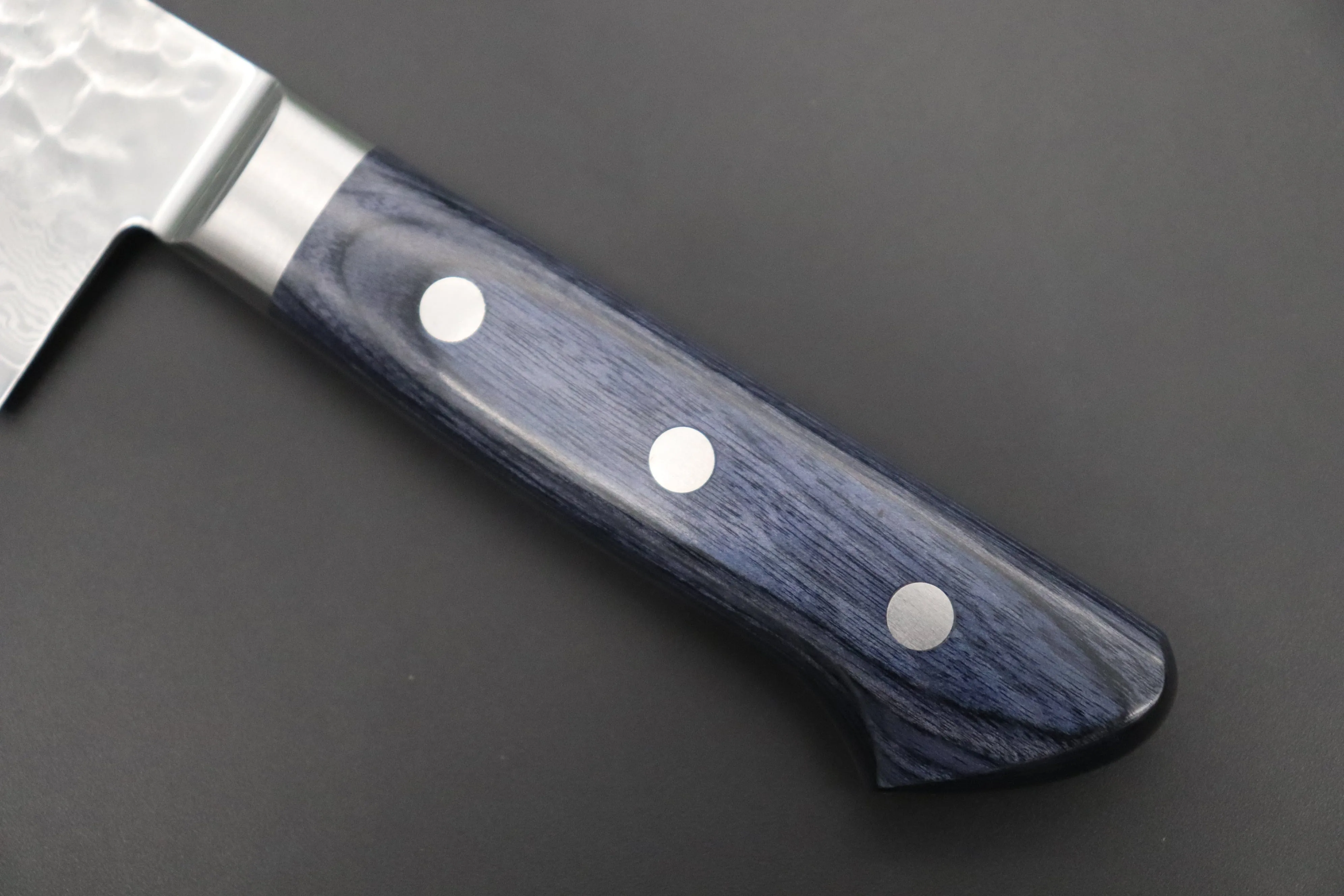 JCK Natures Blue Clouds Series BCDP-3 VG-10 Tsuchime Damascus Gyuto 210mm (8.2 inch, Royal Blue-Purple Pakka Wood Handle)