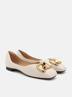Kaori Gold Buckle Covered Flats