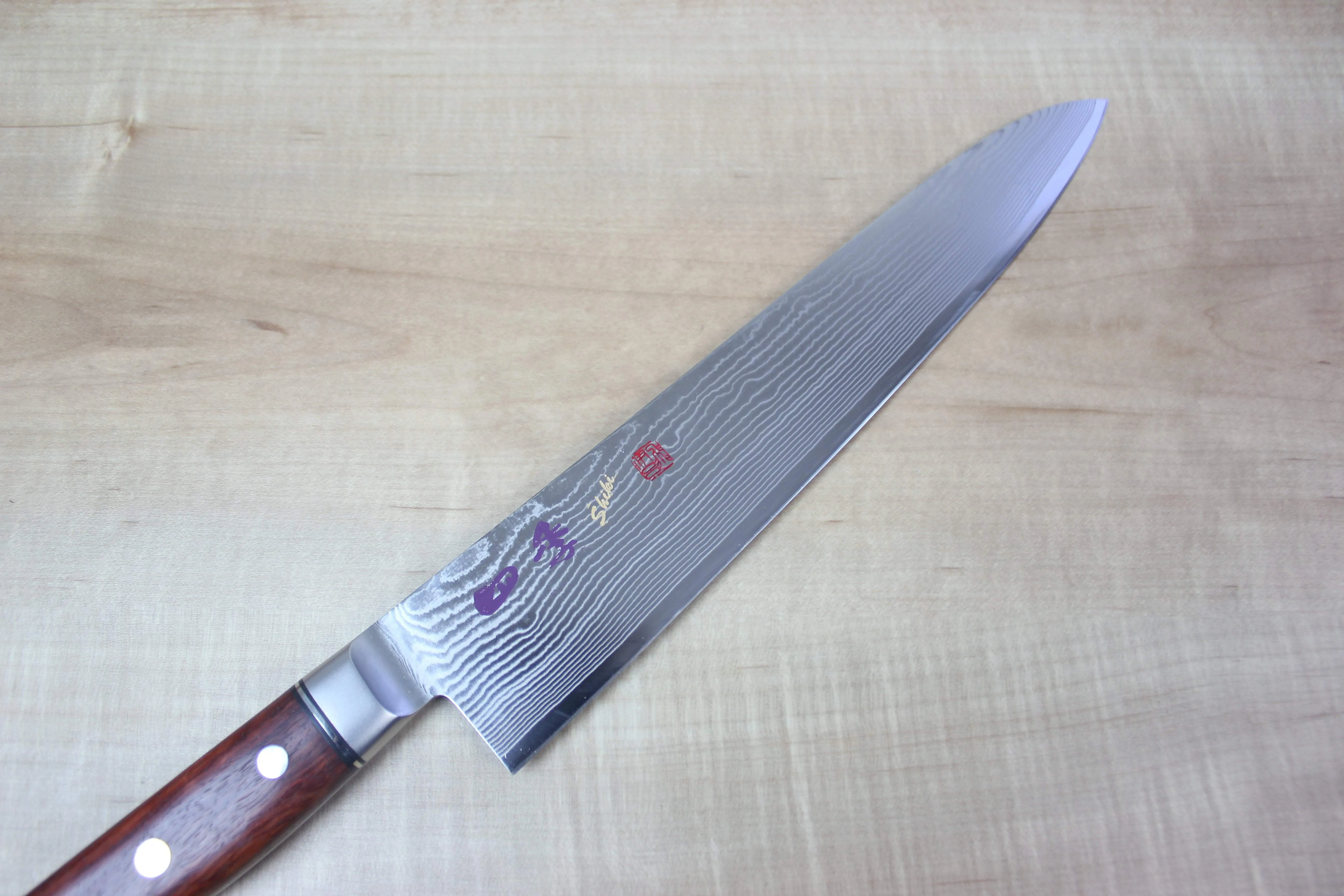 Limited Edition,  SHIKI 守護神 Guardian Series "Calm Wave Damascus Version" SKQWI-6L Gyuto 240mm (9.4 inch, Quince Wood Handle)